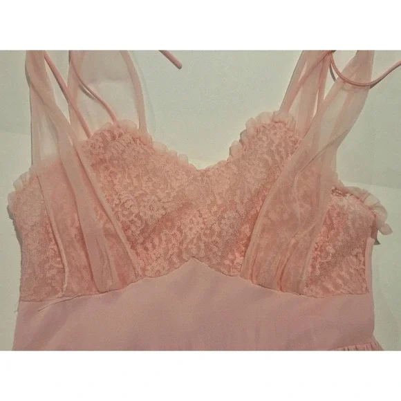 VTG GILEAD Pink Nylon & Lace Full-length Nightgown Lingerie Size 34 - Picture 14 of 15
